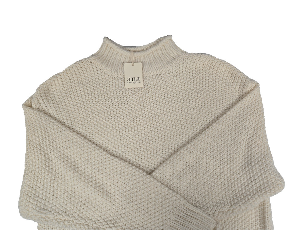 ana Womens Sweater Chunky Over Sized High Mock Neck Winter White Size XXL New